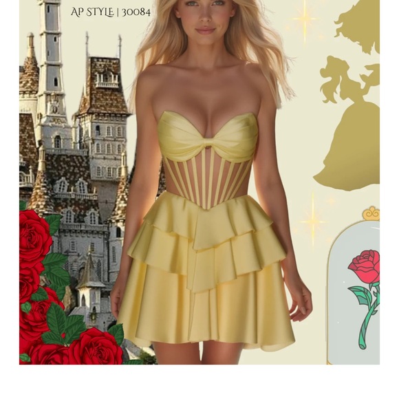 Alyce Paris Yellow Strapless Dress 2026 Homecoming - Picture 1 of 5